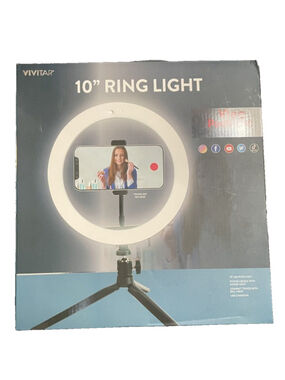 Vivitar 10” Ring Light (Vlog Podcast Essentials) NIB Phone Cradle w/Goose Neck